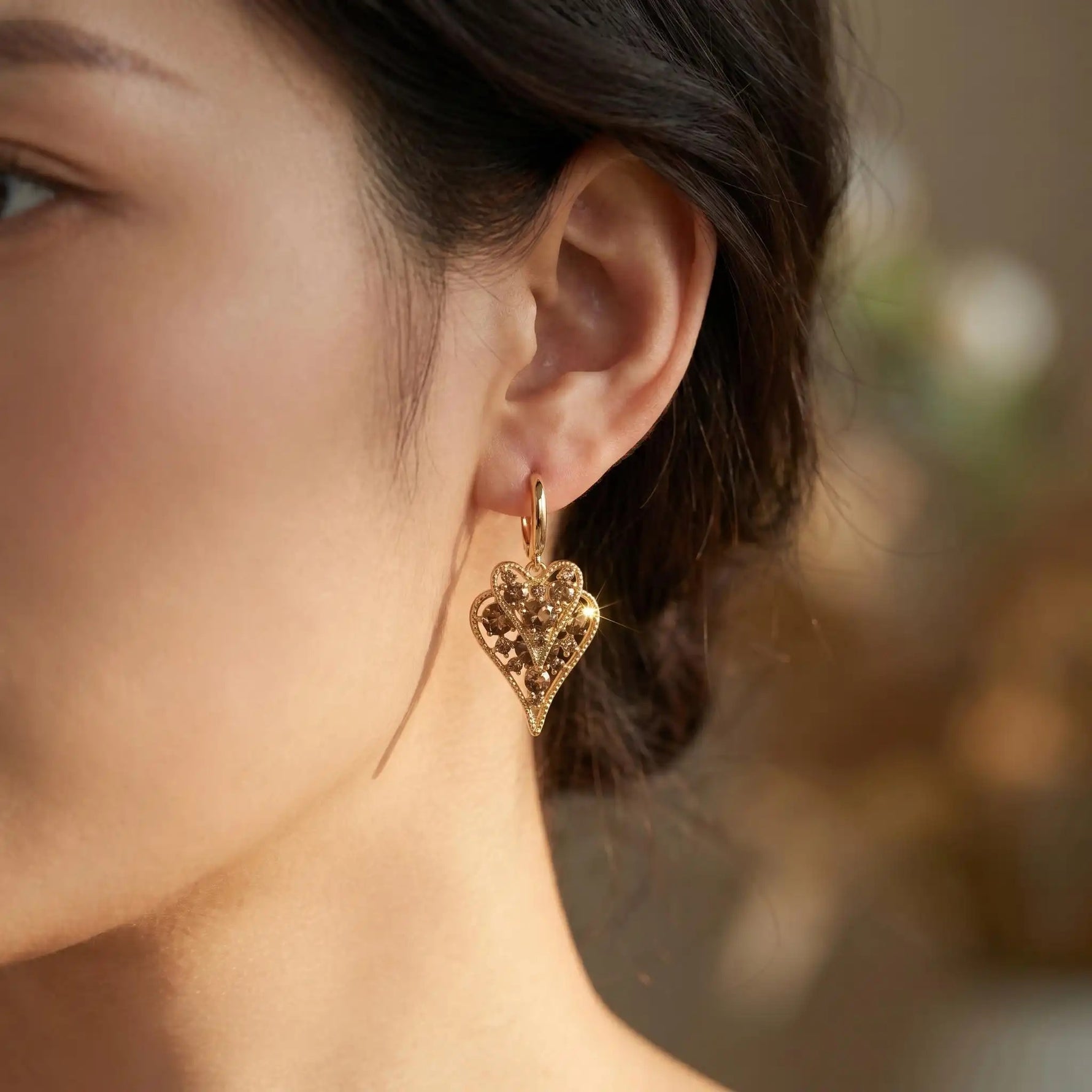 Gold Double-Heart Earrings