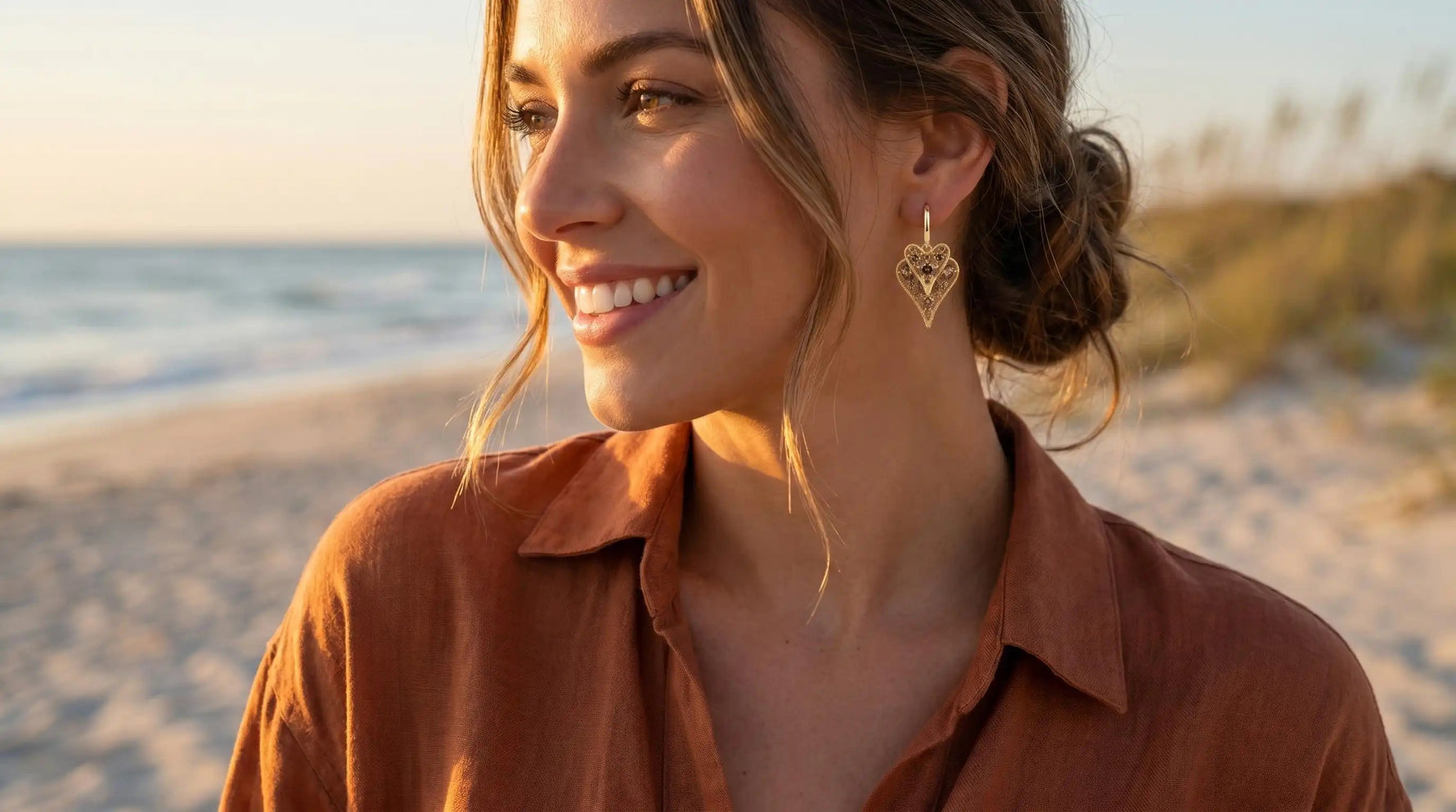 Gold Double-Heart Earrings