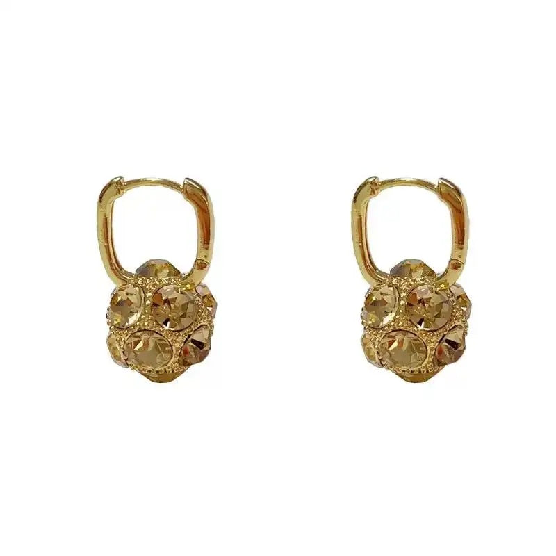 Gold Floral Ball Hoop Earrings