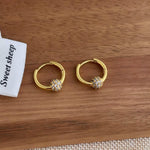 Gold Floral Crystal Hoop Earrings