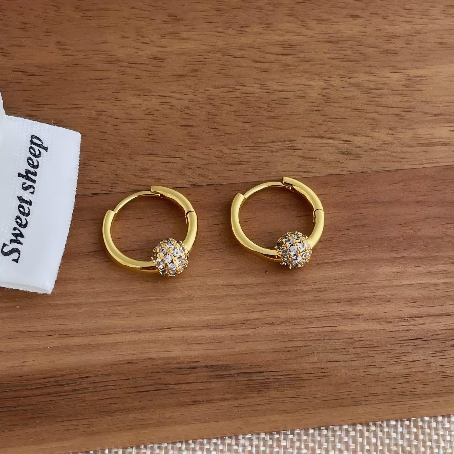 Gold Floral Crystal Hoop Earrings