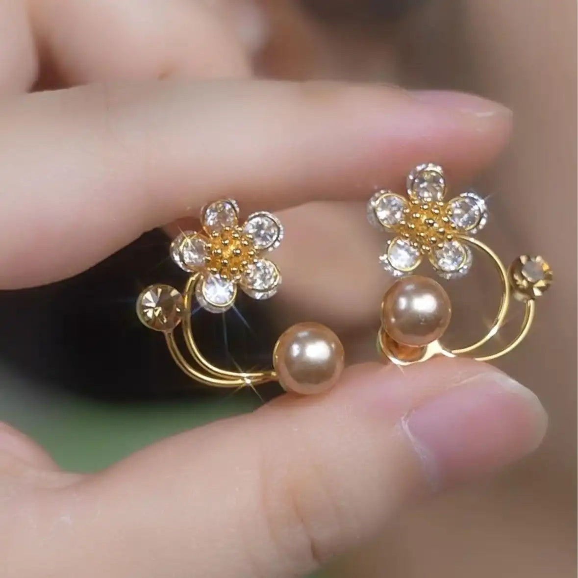 Gold Floral Multi-Wear Earrings