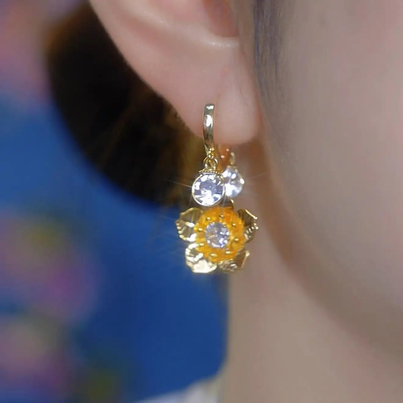 Gold Flower Stud Earrings