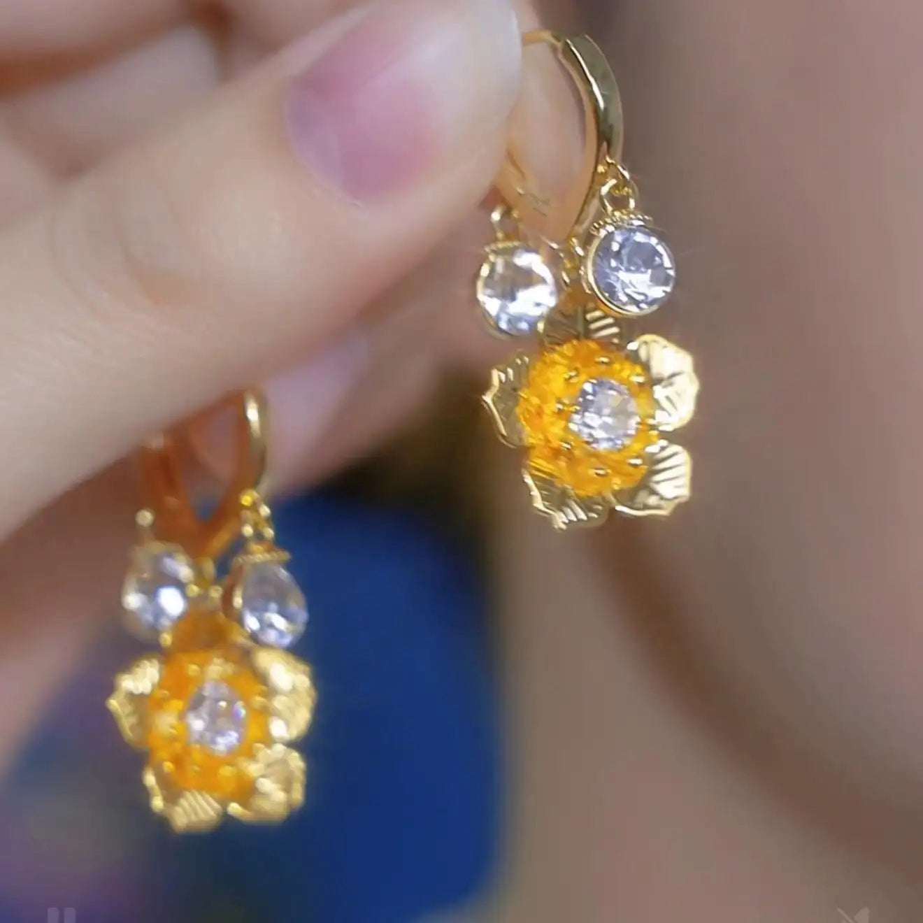 Gold Flower Stud Earrings