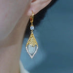 Gold French Rhombus Hoop Earrings