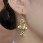 Gold Geometric Leaf Drop Earrings