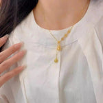Gold Gourd Coin Lariat Necklace