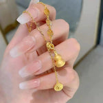 Gold Gourd Coin Lariat Necklace