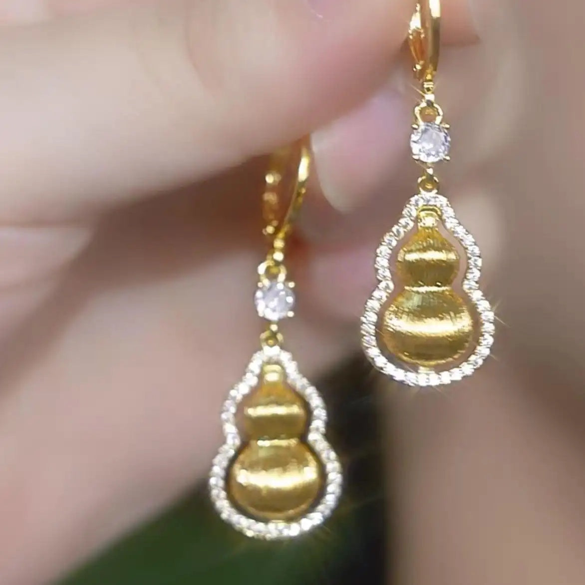 Gold Gourd Drop Earrings
