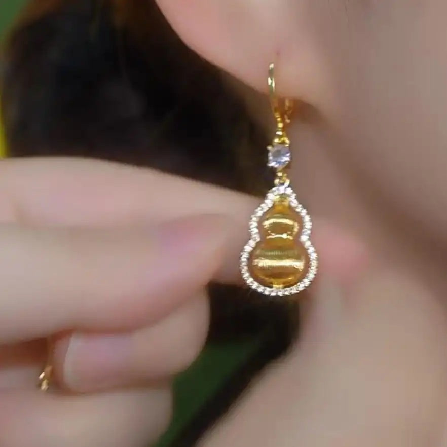 Gold Gourd Drop Earrings