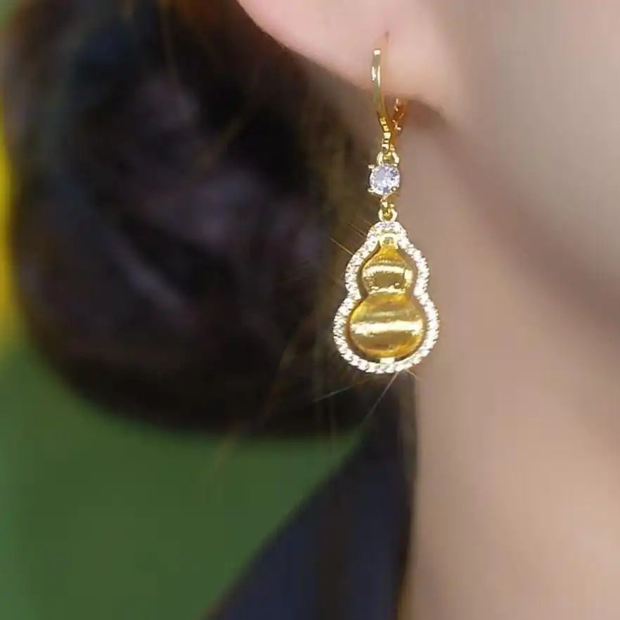Gold Gourd Drop Earrings