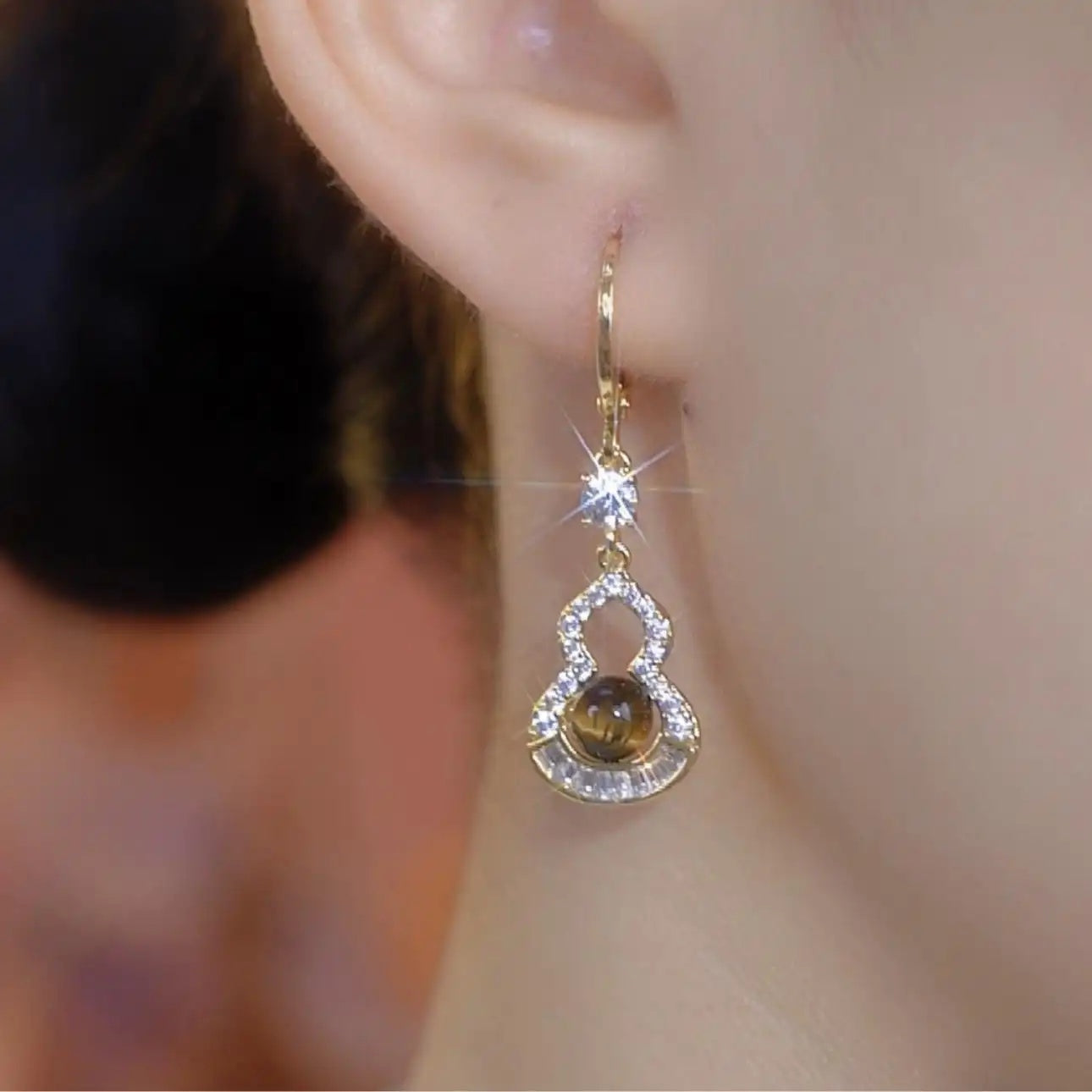 Gold Gourd Stud Earrings