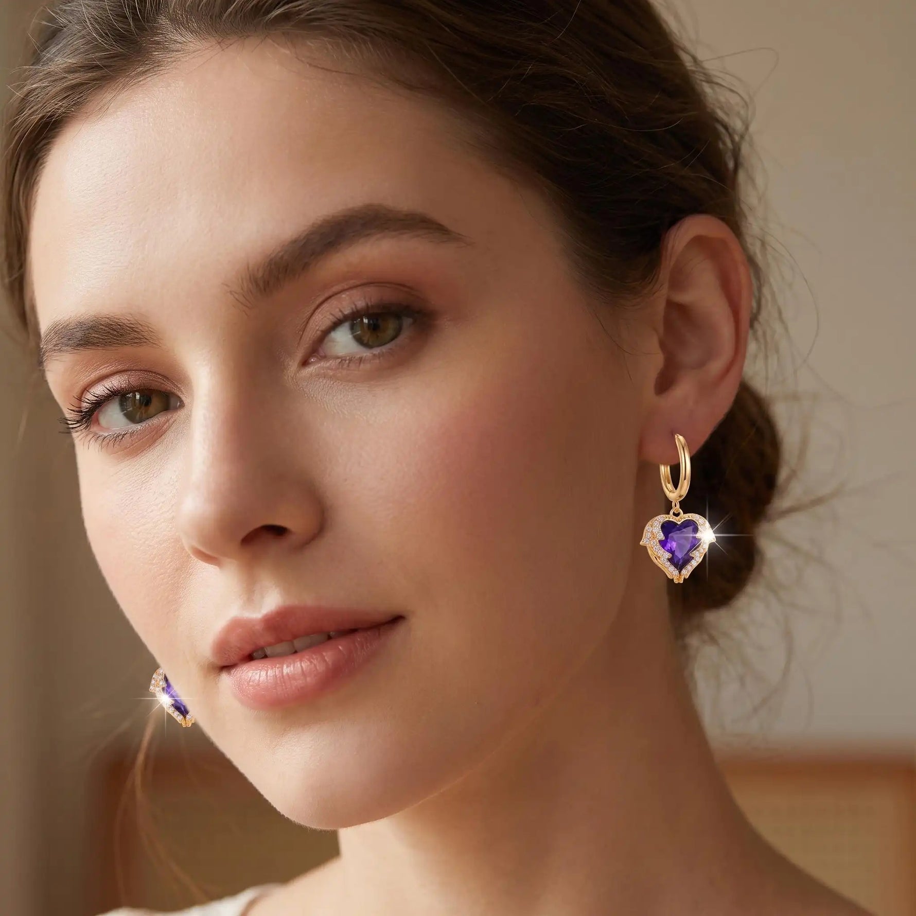 Gold- Gradient Color Contrast Crystal Earrings
