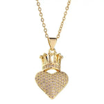 Gold- Heart Crown Metal Hip-Hop Necklace