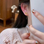 Gold Hollow Butterfly Tassel Drop Earrings