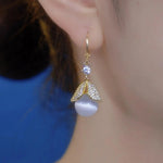 Gold- Leaf Crystal and Clear Earrings
