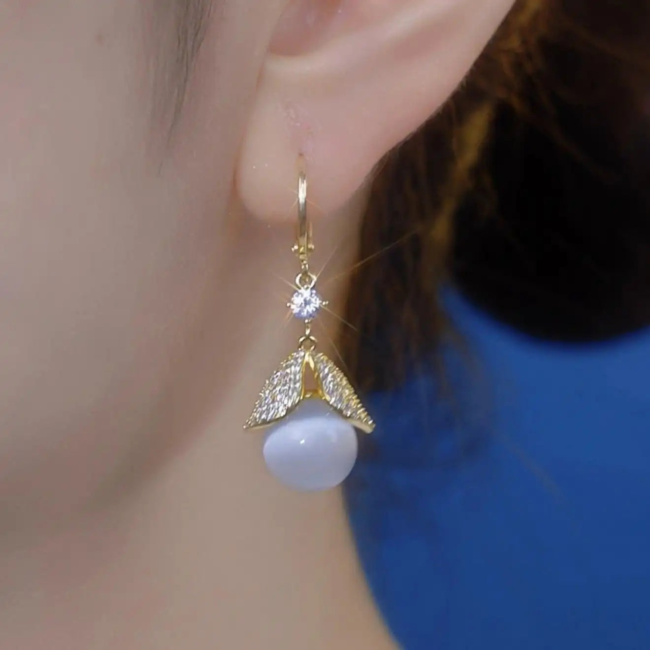 Gold- Leaf Crystal and Clear Earrings