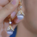 Gold- Leaf Crystal and Clear Earrings