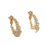 Gold Leaf Crystal Hoop Earrings
