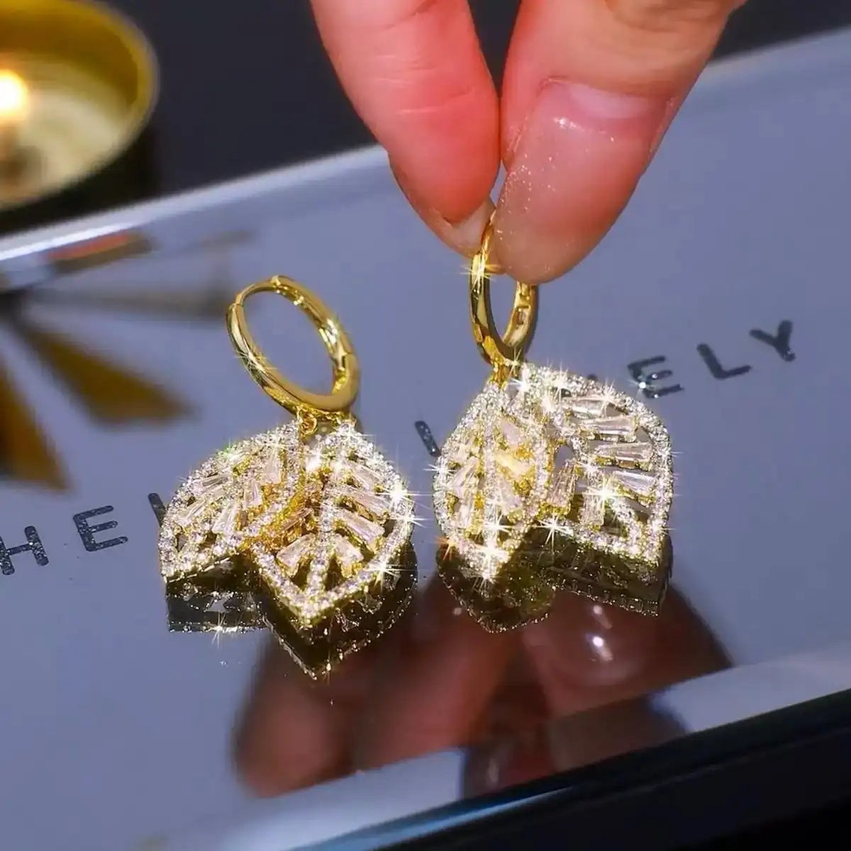 Gold- Leaf Hoop Earrings