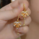 Gold Maple Leaf Drop Earrings