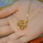 Gold Mesh Circle Pendant Necklace