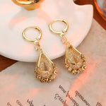 Gold Mesh Teardrop Long Drop Earrings