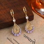 Gold Mesh Teardrop Long Drop Earrings