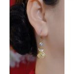 Gold Money Bag Crystal Stud Earrings