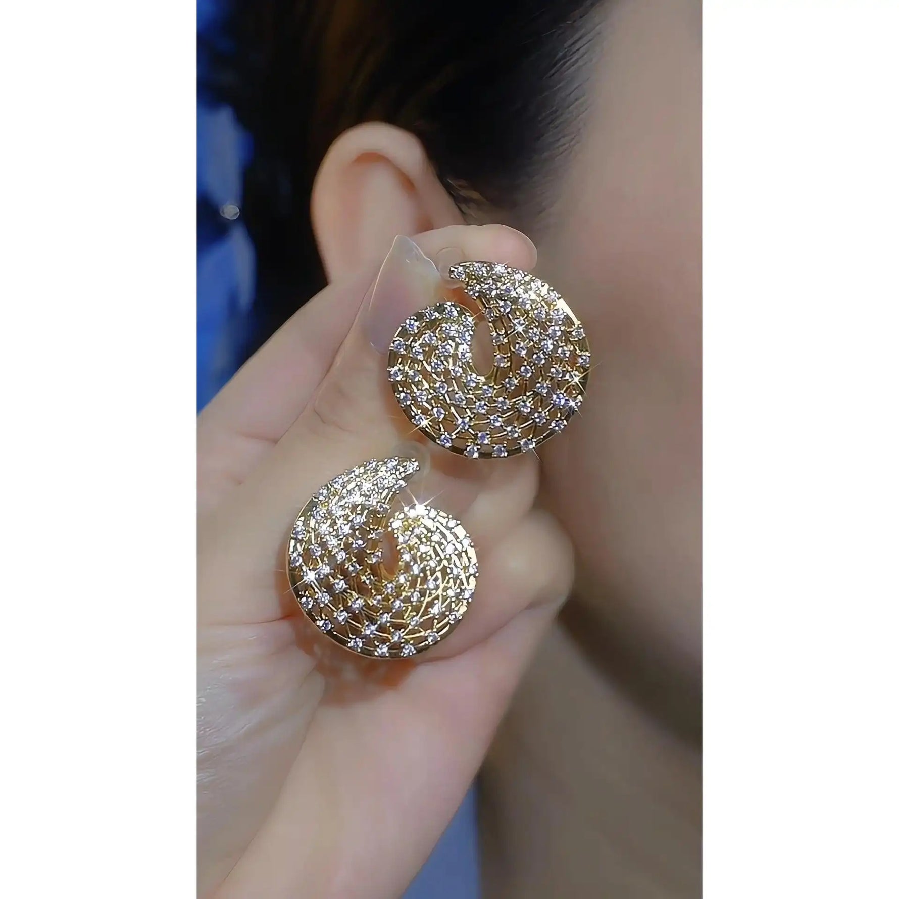 Gold Retro 925 Irregular Metallic Stud Earrings