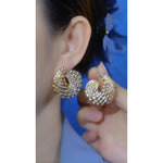 Gold Retro 925 Irregular Metallic Stud Earrings
