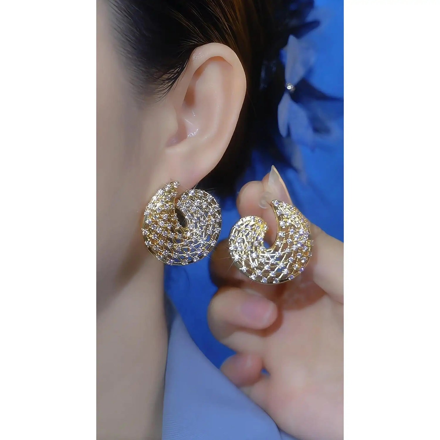 Gold Retro 925 Irregular Metallic Stud Earrings
