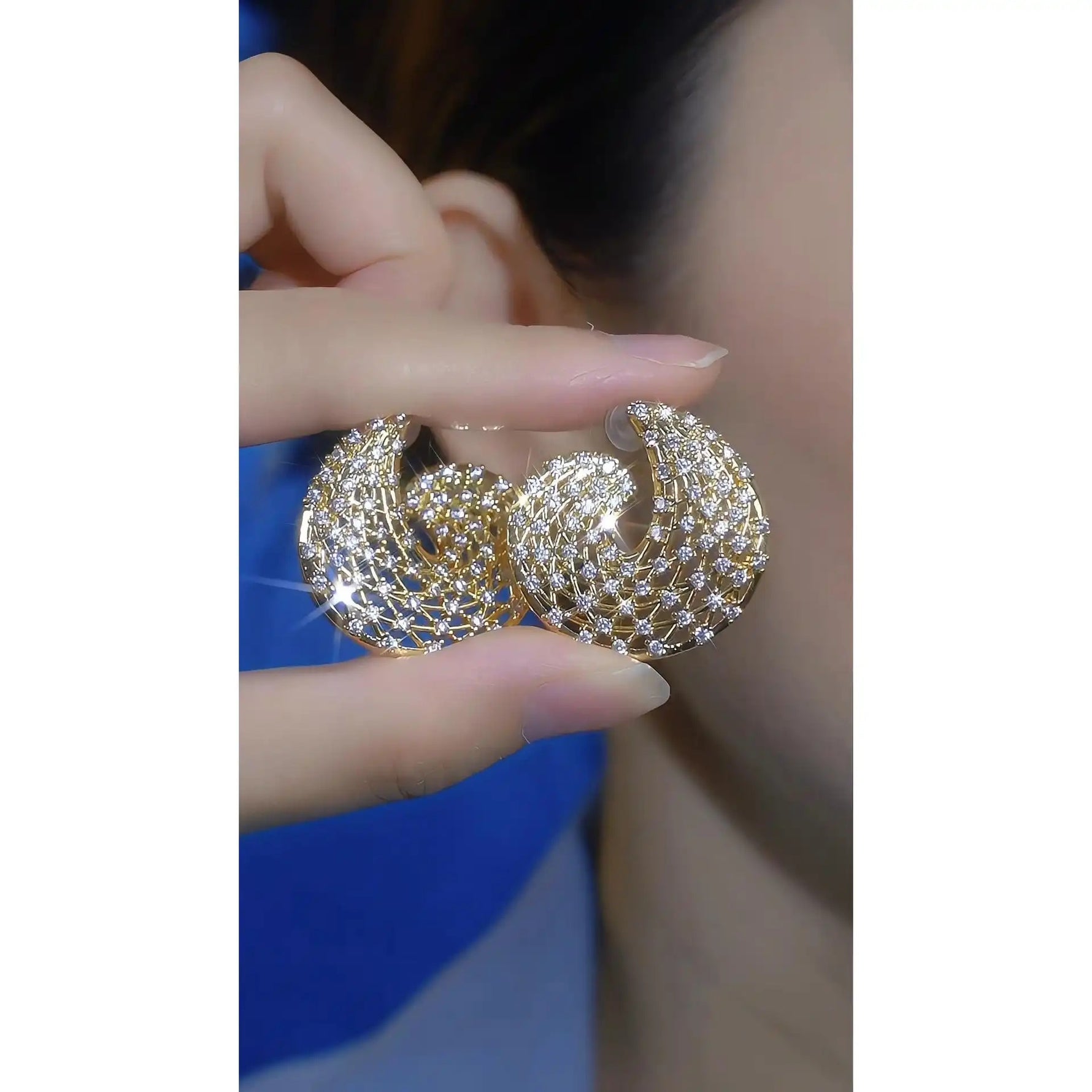 Gold Retro 925 Irregular Metallic Stud Earrings