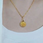 Gold Rose Coin Pendant Necklace