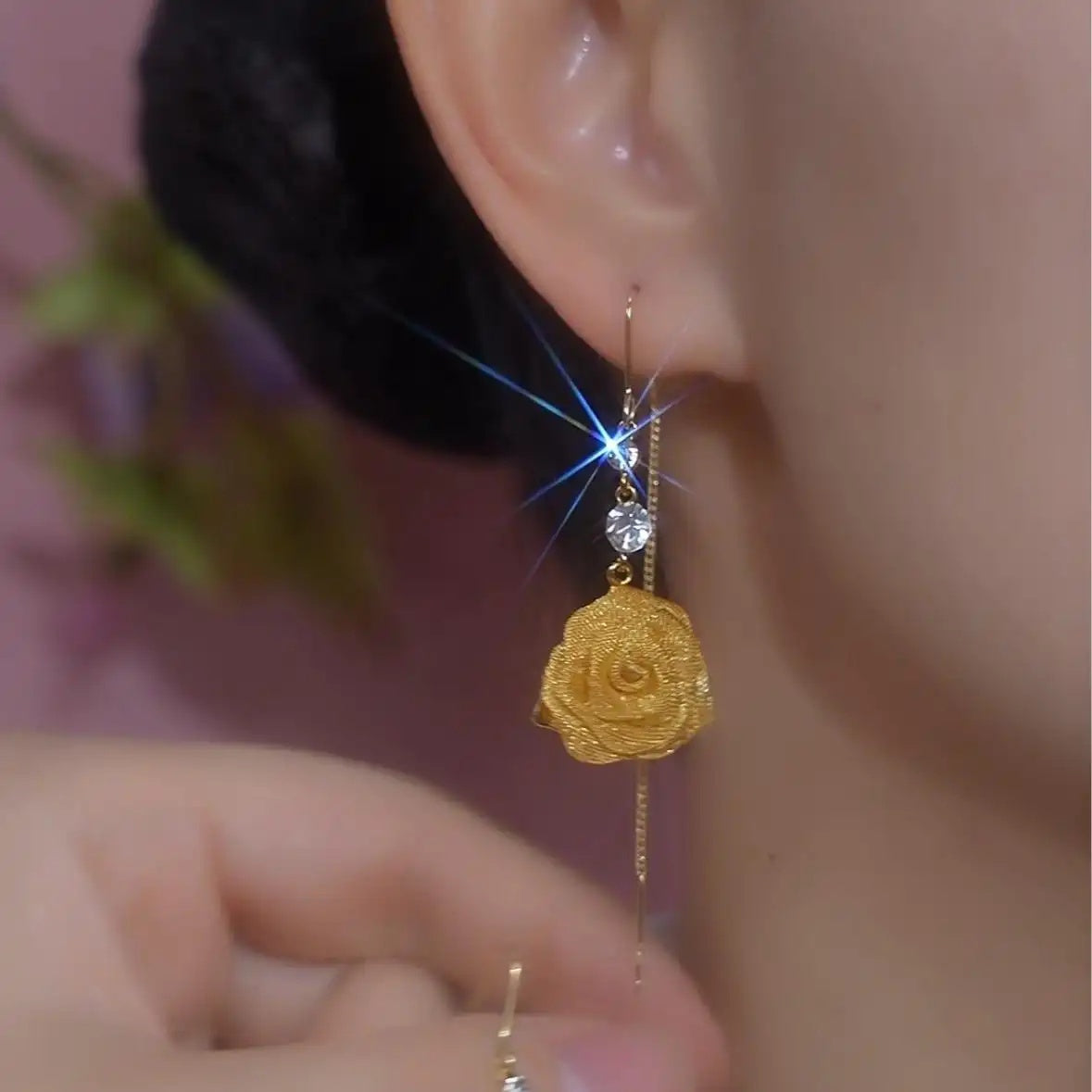 Gold Rose Earrings