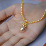 Gold Rose Pearl Pendant Necklace