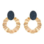 Gold Round Retro French Hoop Earrings