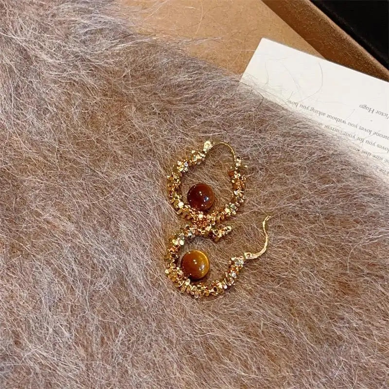 Gold Silver Fragment Maillard Whitening Earrings