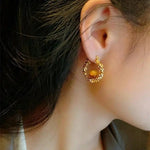 Gold Silver Fragment Maillard Whitening Earrings