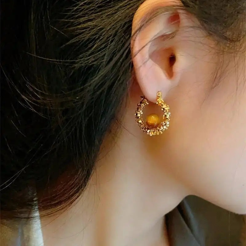 Gold Silver Fragment Maillard Whitening Earrings