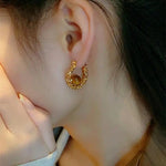 Gold Silver Fragment Maillard Whitening Earrings