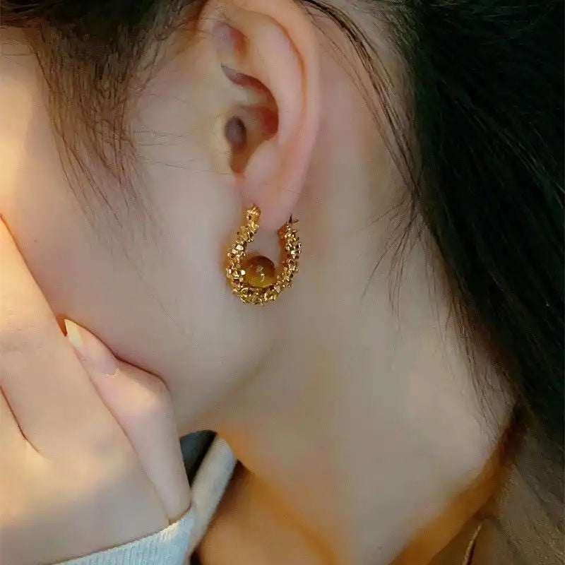 Gold Silver Fragment Maillard Whitening Earrings