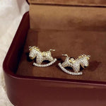 Gold Small Horse Stud Earrings