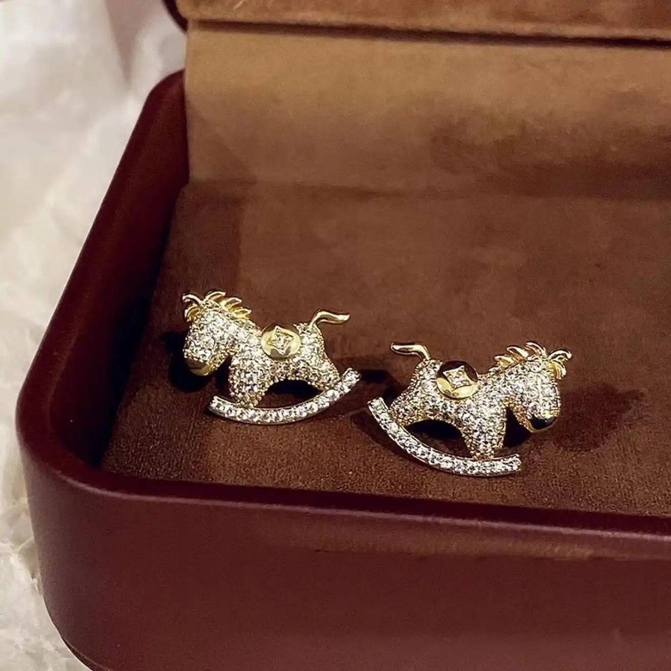 Gold Small Horse Stud Earrings
