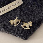 Gold Small Horse Stud Earrings