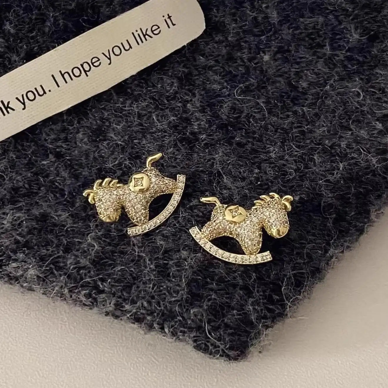 Gold Small Horse Stud Earrings