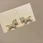 Gold Small Horse Stud Earrings