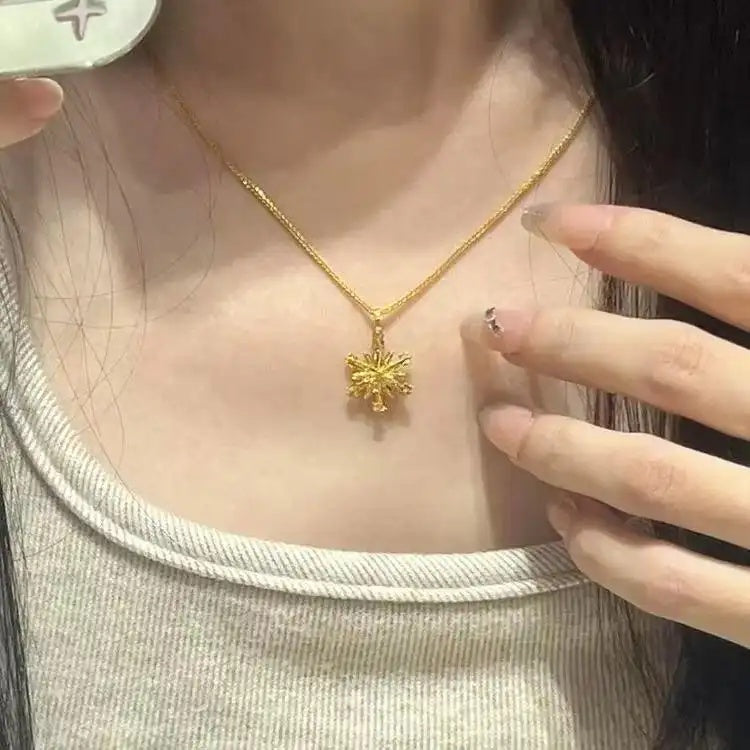 Gold Snowflake Pendant Necklace