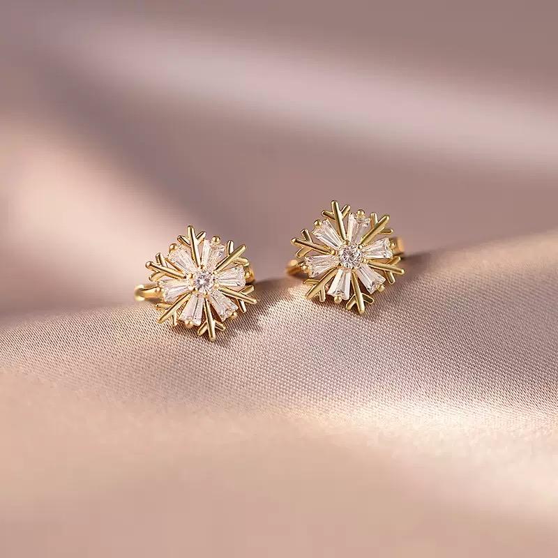Gold Snowflake Stud Earrings