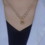 Gold Square Crystal Necklace